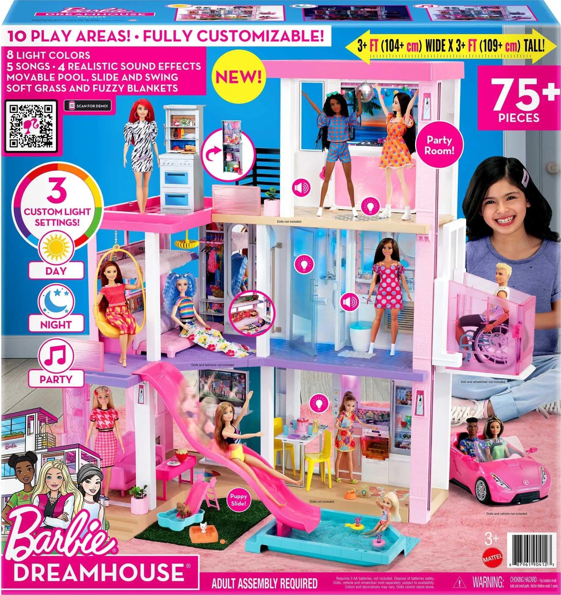 Barbie Traumhaus-Spielset mit 10 Spielbereichen, über 75 Möbelstücken und Accessoires, Licht- und Soundeffekten