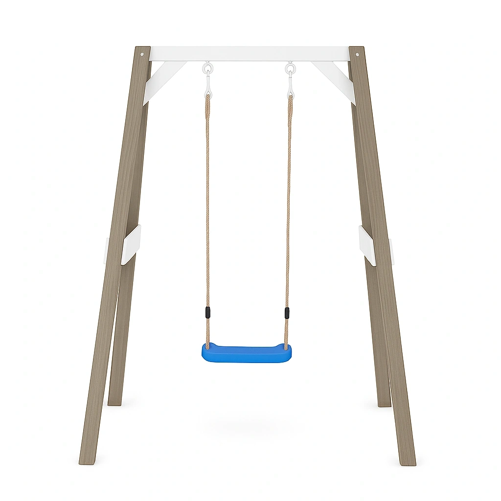 Balançoire extérieure en bois pour enfants, bleue et blanche, 150 x 100 x 200 cm - TzMDIue185hq