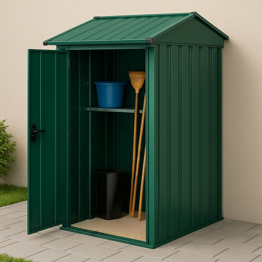 Abri de jardin/armoire à outils extérieur en acier galvanisé vert, 88 x 88 x 161 cm