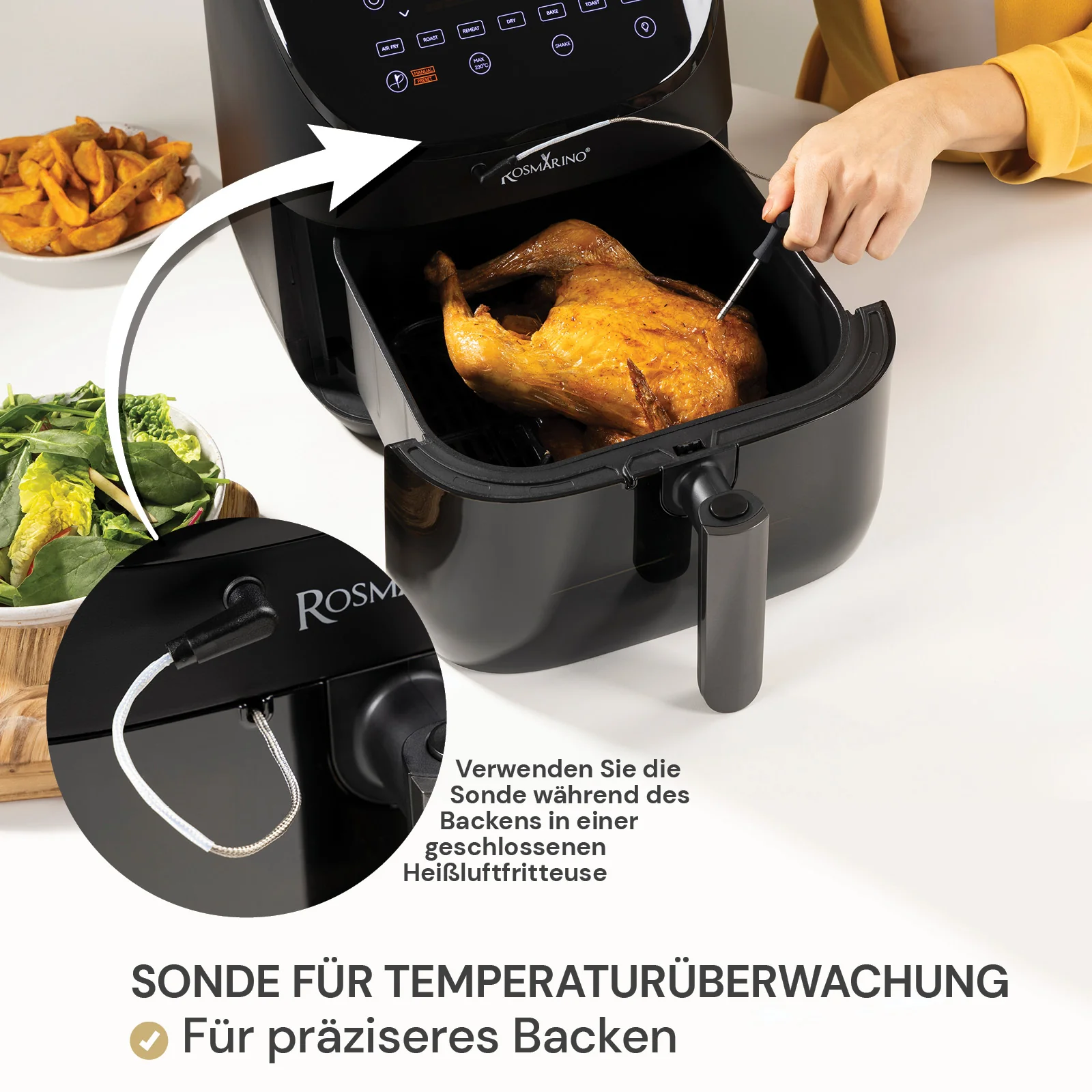 2025 Rosmarino TempSense Heißluftfritteuse – 6 L