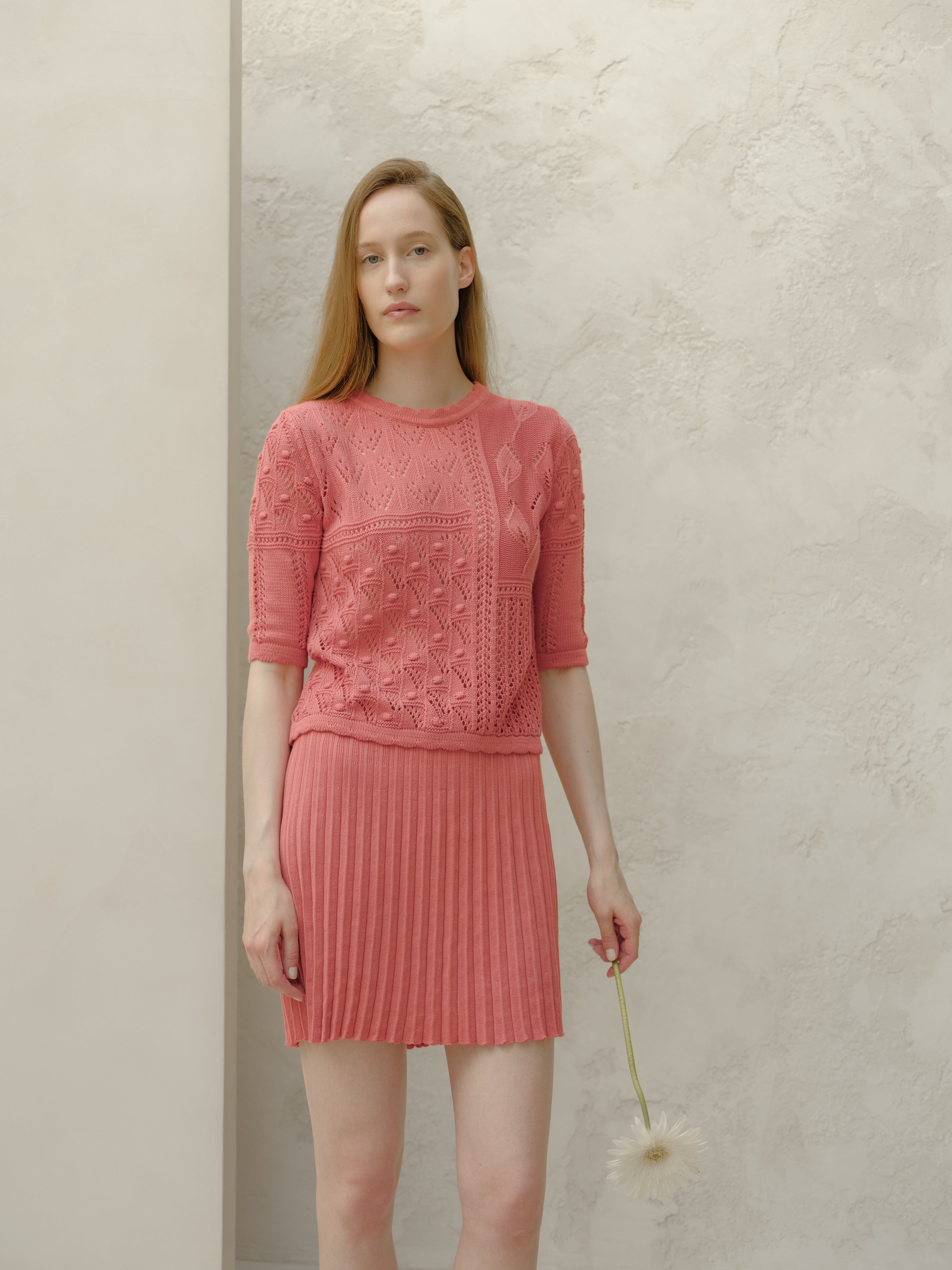 Fine Cotton Plissé Mini Skirt (3D-Knit)