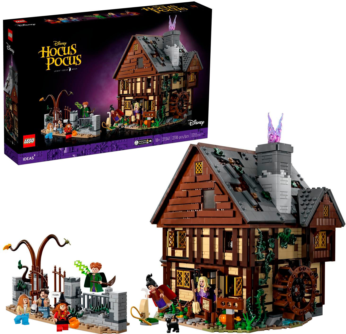 LEGO – Ideas Disney Hocus Pocus: Sanderson-søstrenes hytte byggesæt, Halloween-gave til voksne 21341
