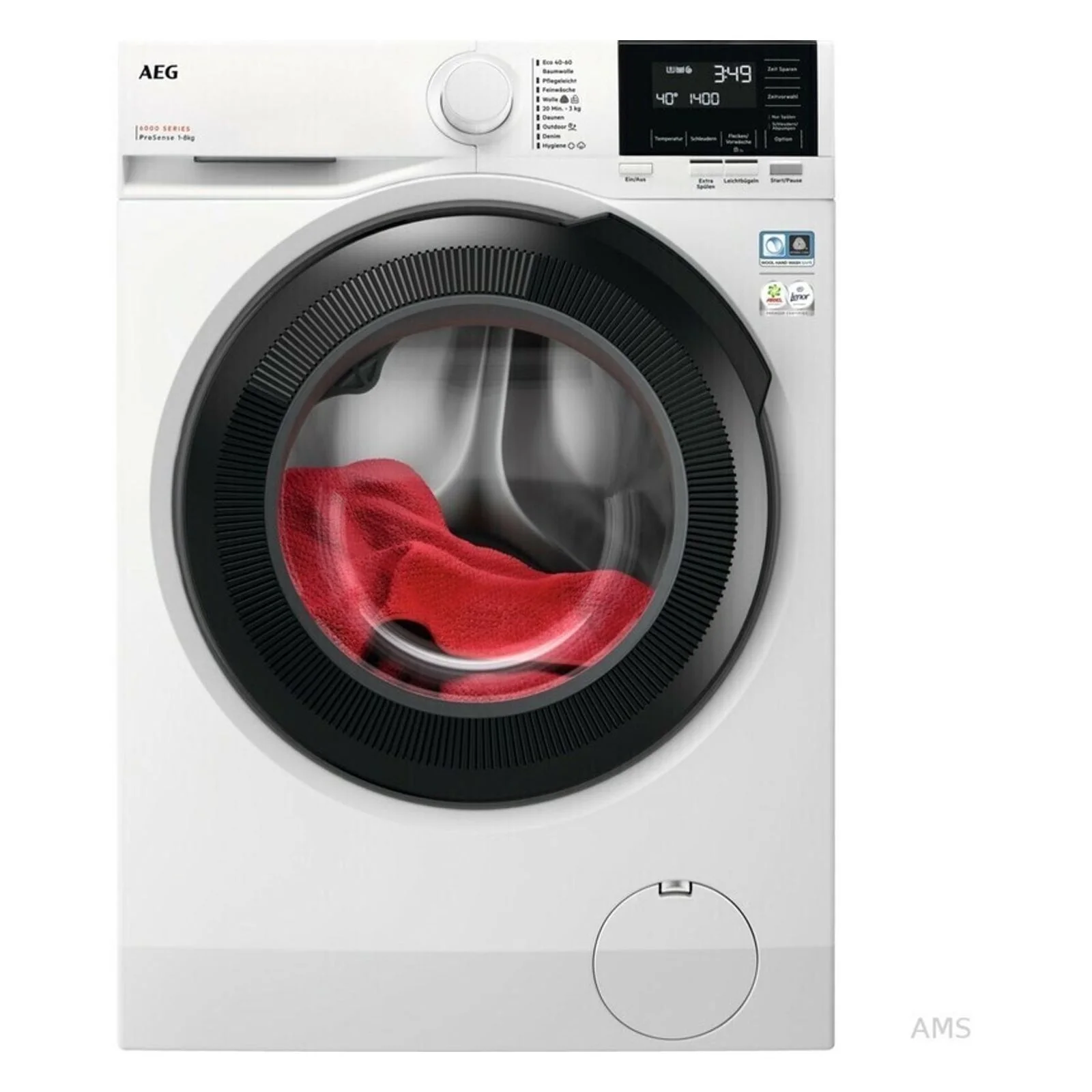 2025 Electrolux AEG CARAT LR6F60488 Vaskemaskine med frontbetjent betjening – 8 kg. ProSense®-teknologi