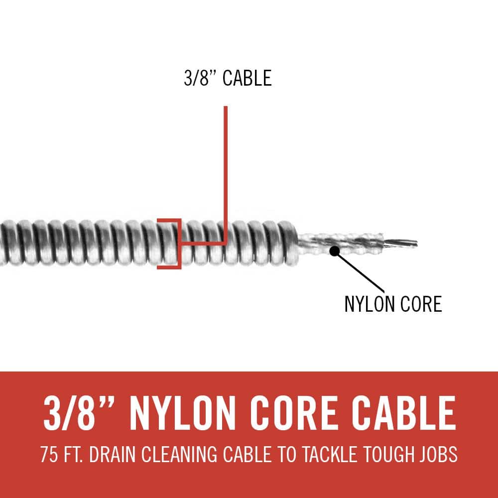 Câble de remplacement 2025 C-32 IC à âme interne pour machine de nettoyage de canalisations K-3800 - 3/8 x 75 pi. Catalogue 37847