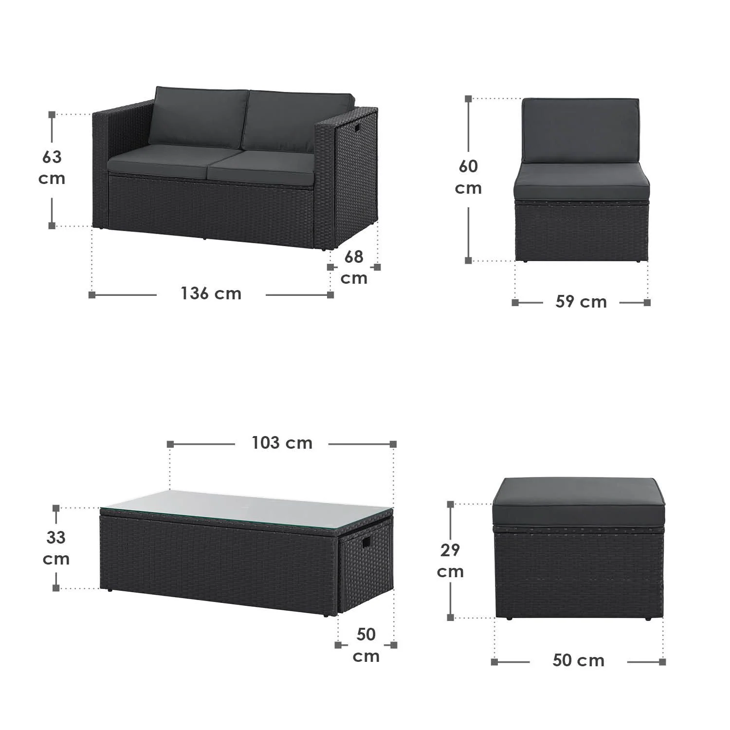 Ensemble de jardin Salou en polyrotin 2025