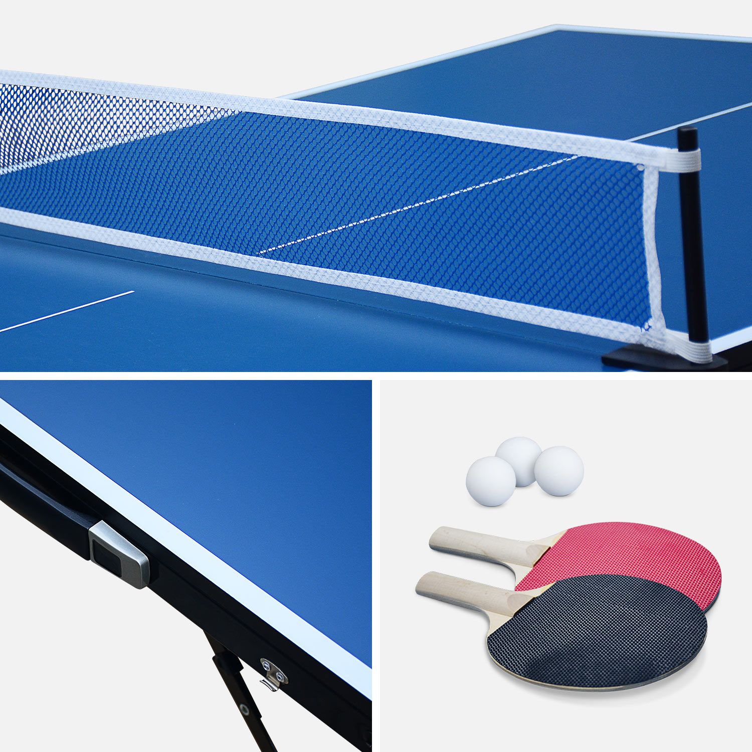 Mini table de ping-pong d'intérieur, bleue, 150 x 75 cm