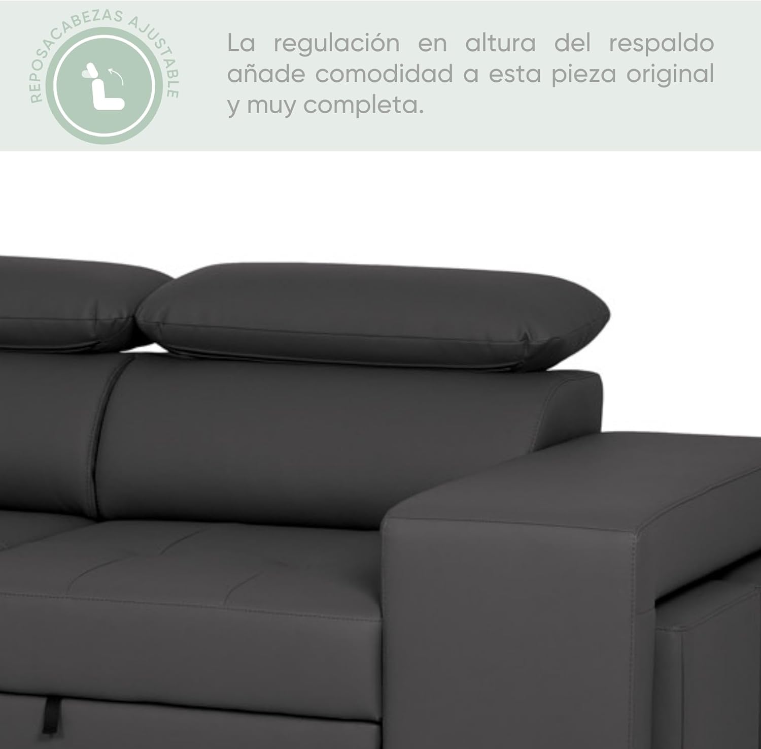 BUDWING John 4-Sitzer Ecksofa mit Schlaffunktion – Wendbare Chaiselongue, verstellbare Kopfstütze und 2 Hocker – Polyurethanbezug – Modernes Design – 263 x 161 x 96 cm – Schwarz