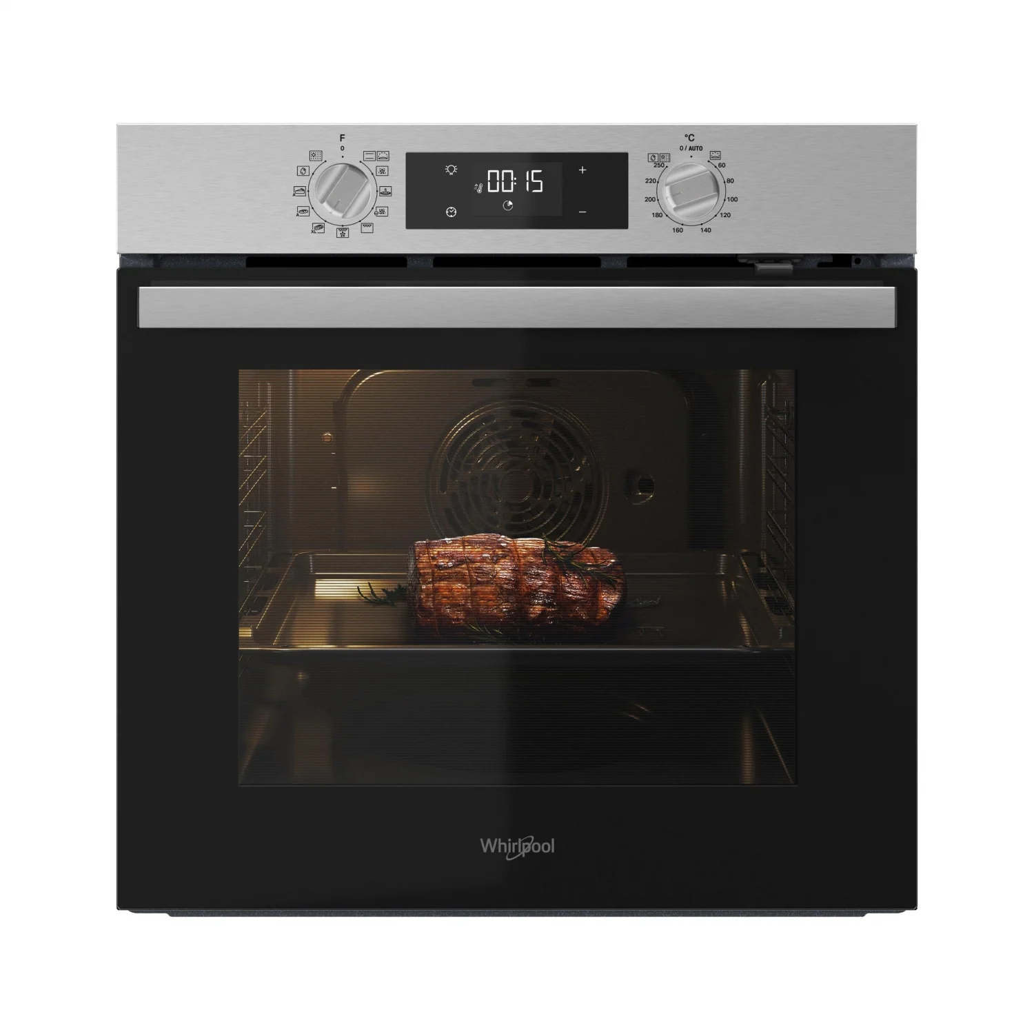 Whirlpool OMR58RR1X Multifunktionsbackofen, 2,2 kW, 71 l, Klapptür, 8 Kochfunktionen, Energieeffizienzklasse A+ – Edelstahl