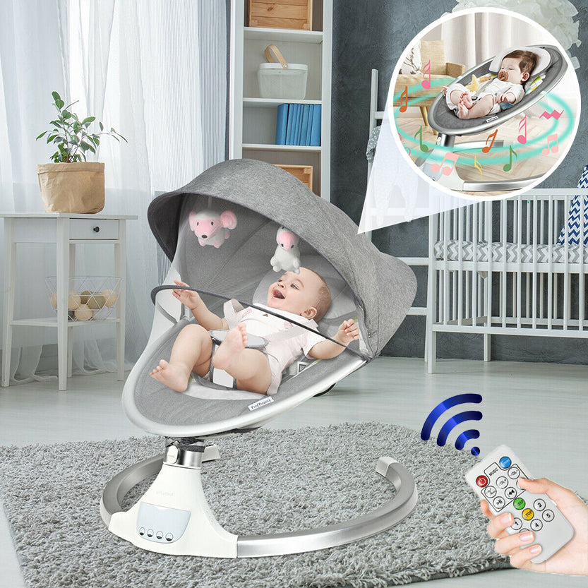 Luksus automatisk babygynge med gyngestol og babyvippe