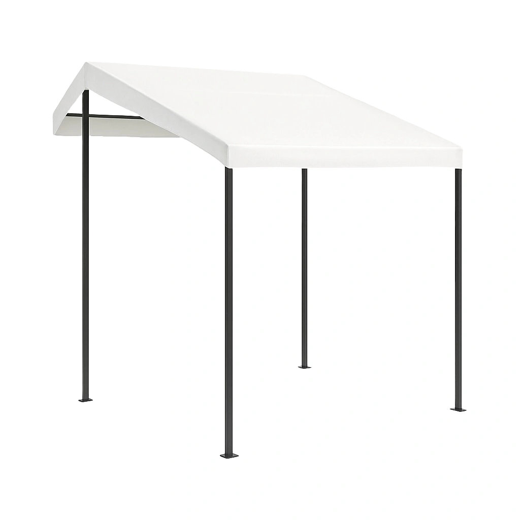 Gazebo à structure métallique avec toit incliné, acier blanc et polyester, pour terrasse de jardin, 300 x 300 x 257 cm - LHJSWnj344jU