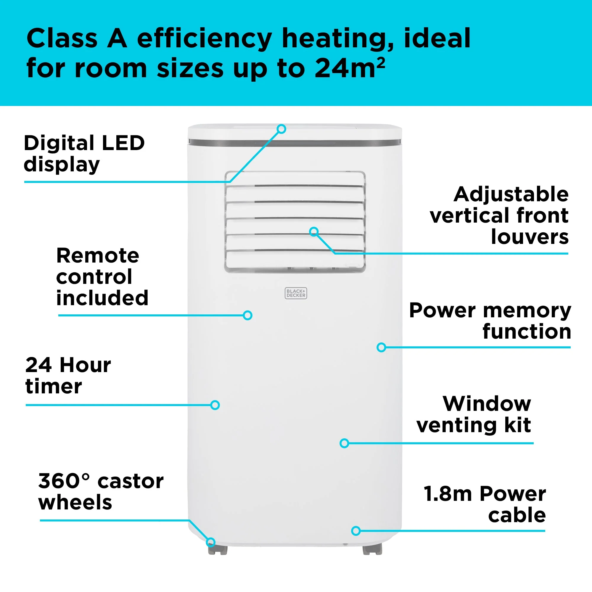 Black+Decker BXAC40011GB 4-i-1 bærbar klimaanlæg 12000 BTU