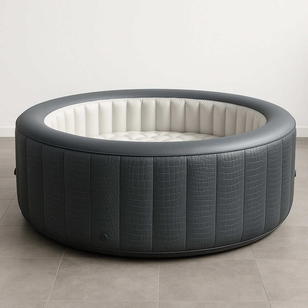 Piscine gonflable ronde, grise et blanche, en PVC, pour une utilisation intérieure et extérieure, 150 x 150 x 50 cm - qZLjwzt479Al