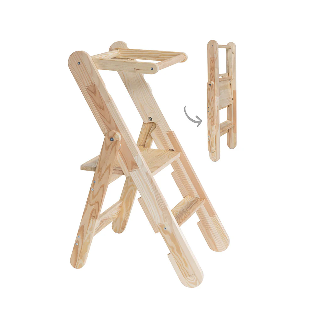 Tour d'observation pliante en bois massif Zwergensache 2025. Pour les enfants à partir de 2 ans.