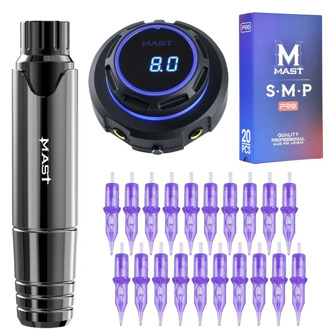 Mast P10 Tattoo-Maschinen-Set mit Halo-Netzteil – SMP