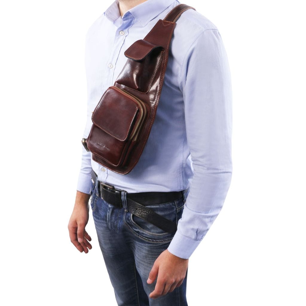 Leather crossover bag | TL141352 men's sling bag
