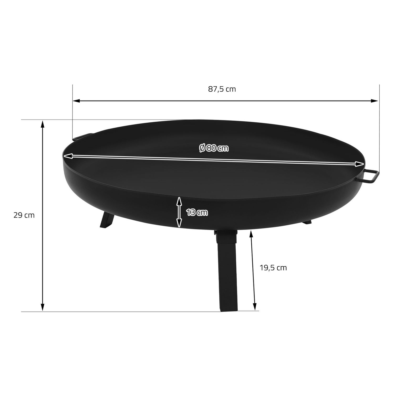 Feuerstelle aus Stahl mit Dreibein für Grillabende
