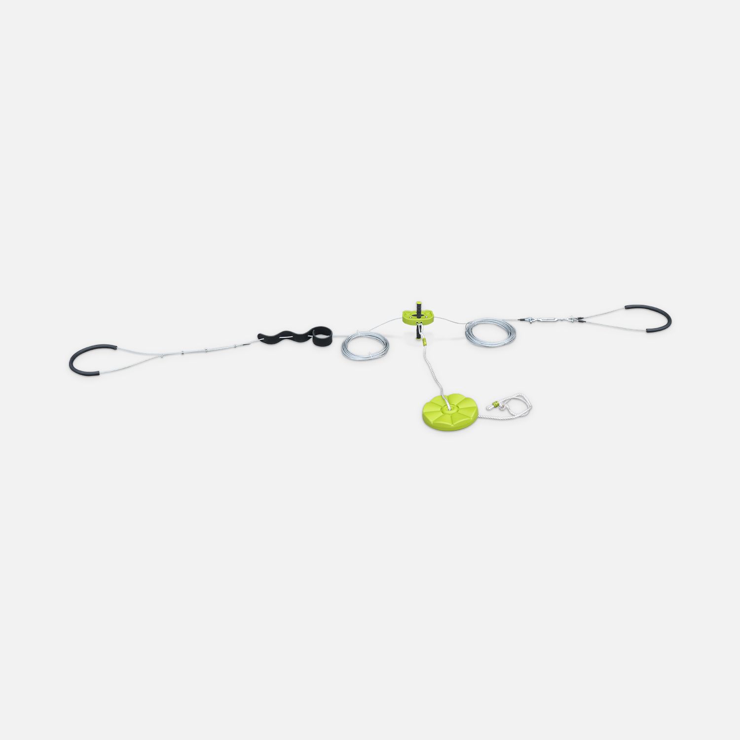 30 m lange Seilrutsche für Kinder mit Schaukel, Grün