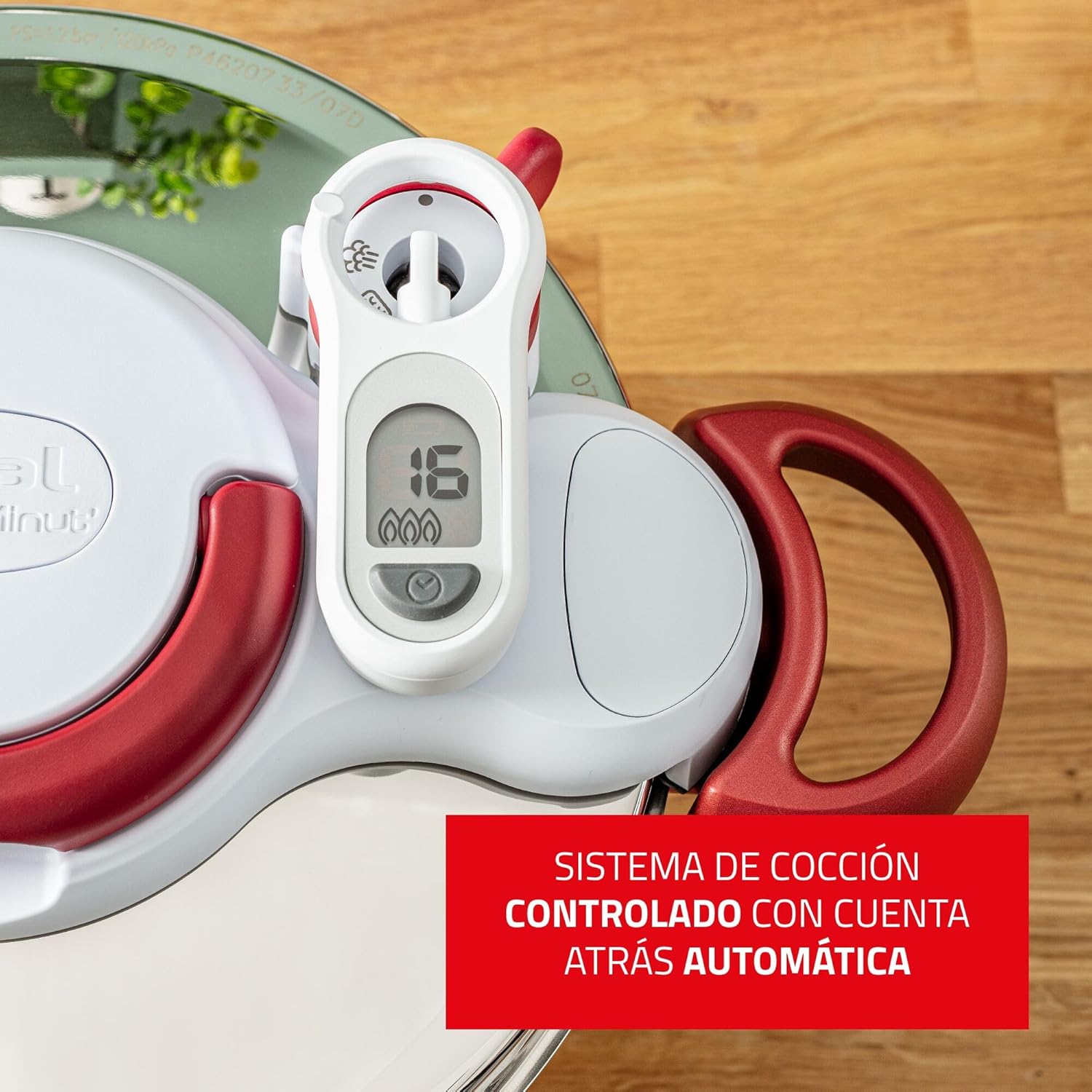 Tefal P47051 Clipso Minut Duo Aluminium-Schnellkochtopf mit 5 Sicherheitssystemen und einfacher Einhandbedienung, Grau/Rot, 5 l