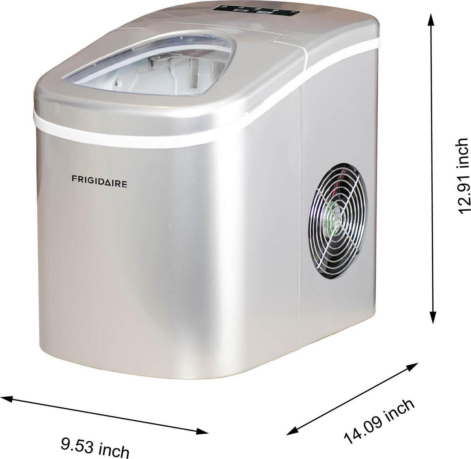 2025 Frigidaire – Tragbarer Eiswürfelbereiter für die Arbeitsplatte (11,8 kg) – Silber (Modell EFIC108)
