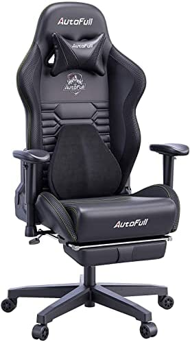 AutoFull Gaming-Schreibtisch- und Bürostuhl mit ergonomischer Lendenwirbelstütze, Rennstil, PU-Leder, verstellbarer Drehstuhl mit hoher Rückenlehne für PC