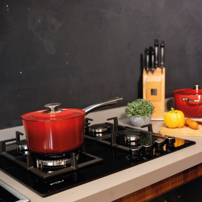 Plaque de cuisson à gaz FDV 2025, 4 brûleurs, 60 cm, noire