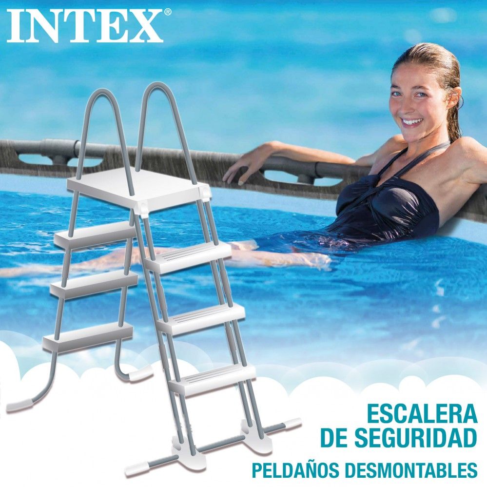 Piscine tubulaire circulaire amovible en PVC gris foncé Intex 549 x 122 cm avec purificateur