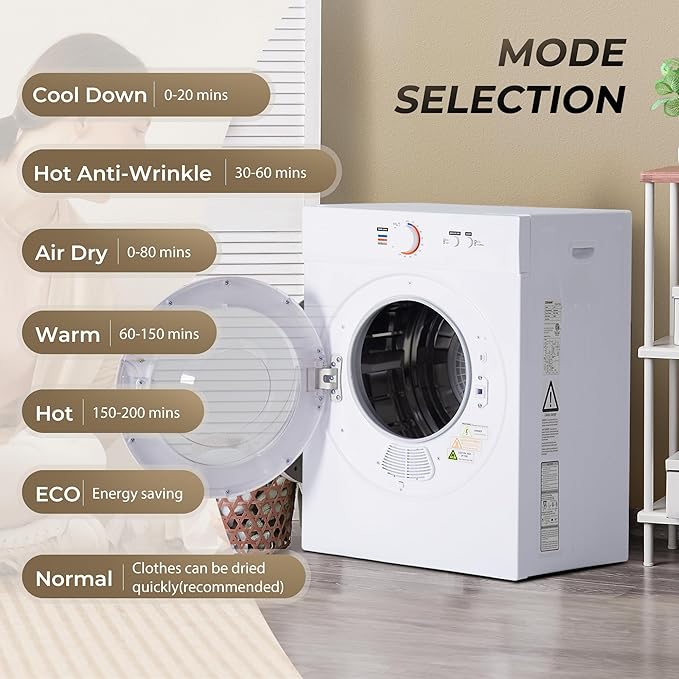 2025 EUHOMY Bærbar Kompakt Tørretumbler med Udluftningskanal