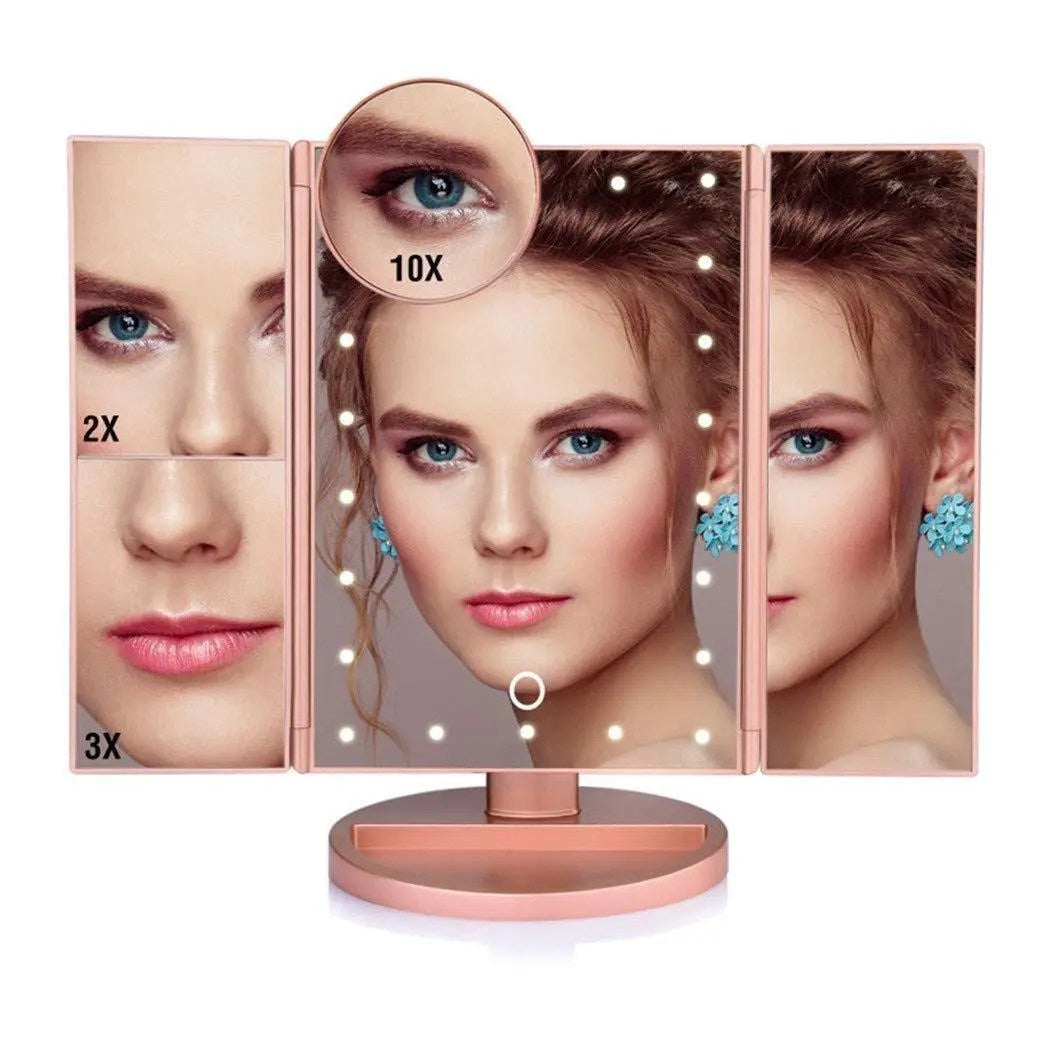Miroir de maquillage éclairé – Miroir de courtoisie intelligent avec lumières et grossissement x10