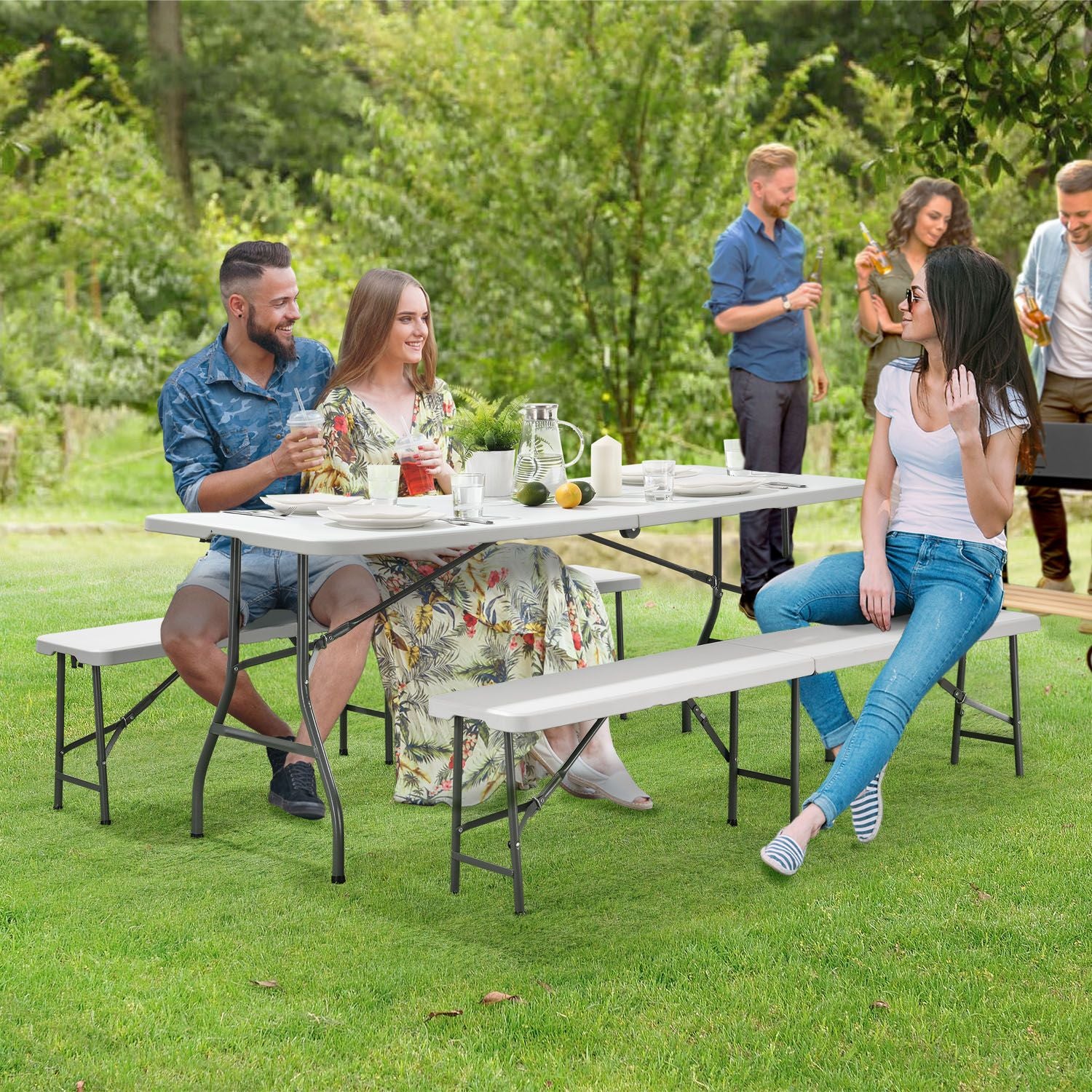 Ensemble de mobilier de fête pliable Bayreuth 2025, 180 x 70 x 74 cm