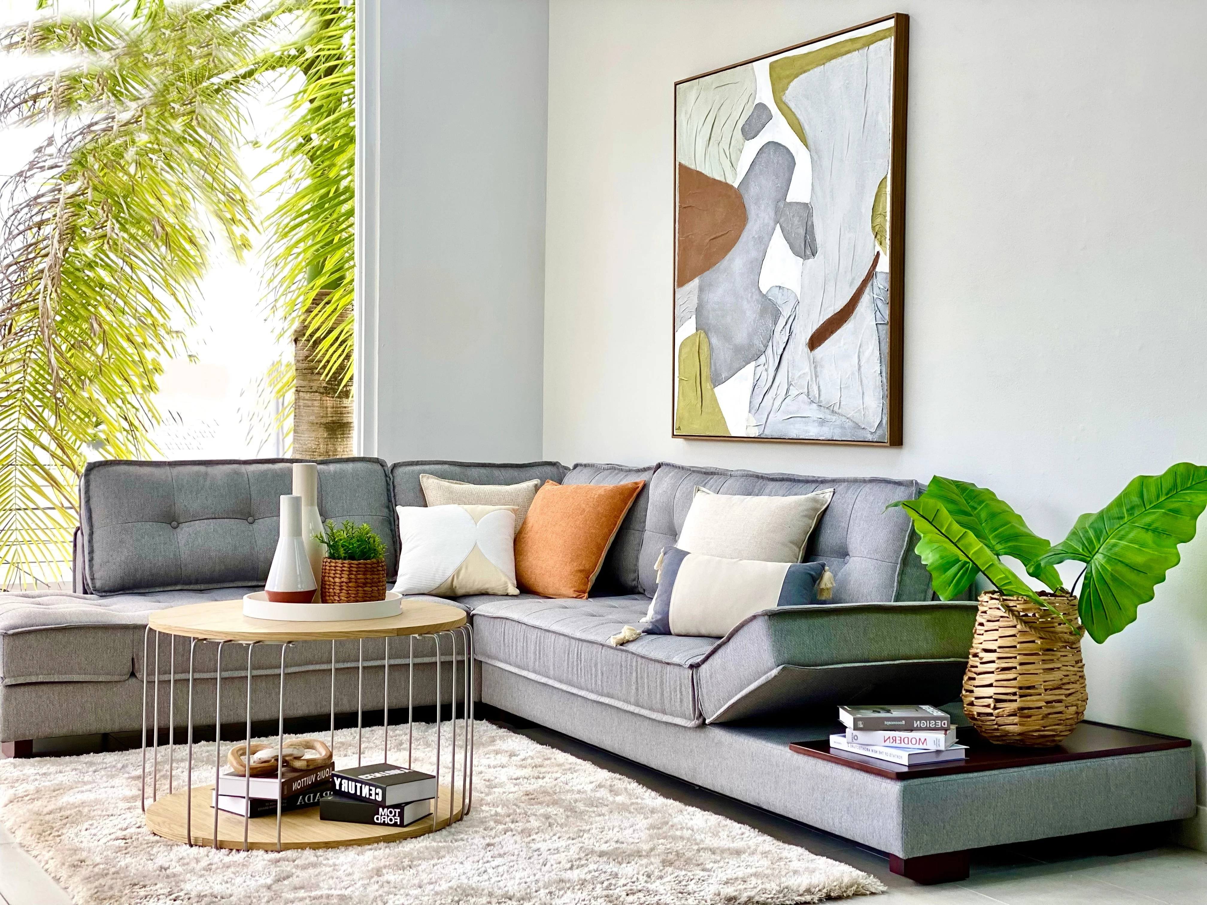 Livlig grå hjørnesofa