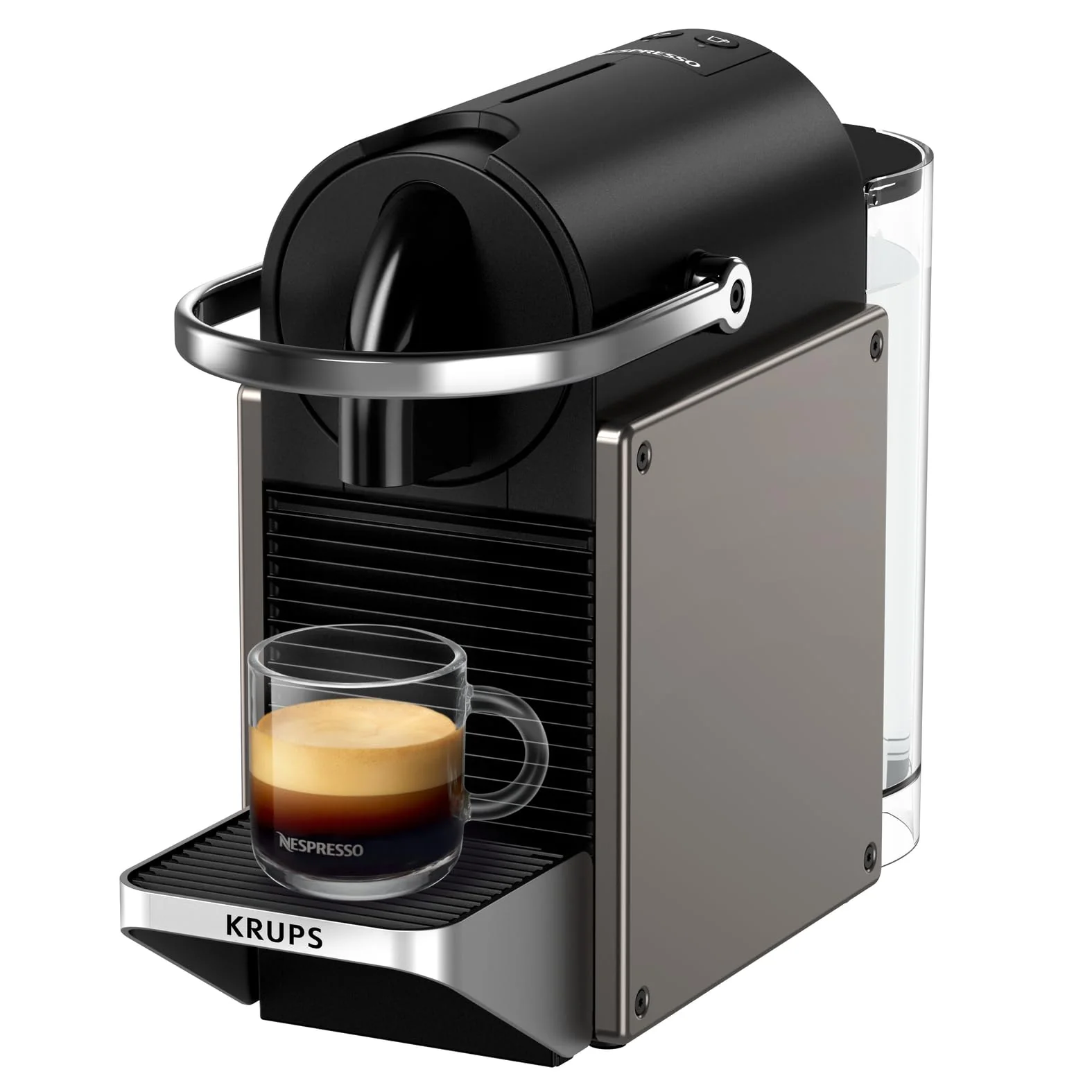 2025 Krups Nespresso Pixie Redesign kapselmaskine | Espresso og Lungo | Industriel stil | Lavt energiforbrug | Automatisk slukning | Justerbar bakke | Genanvendelige kapsler | Model XN306T