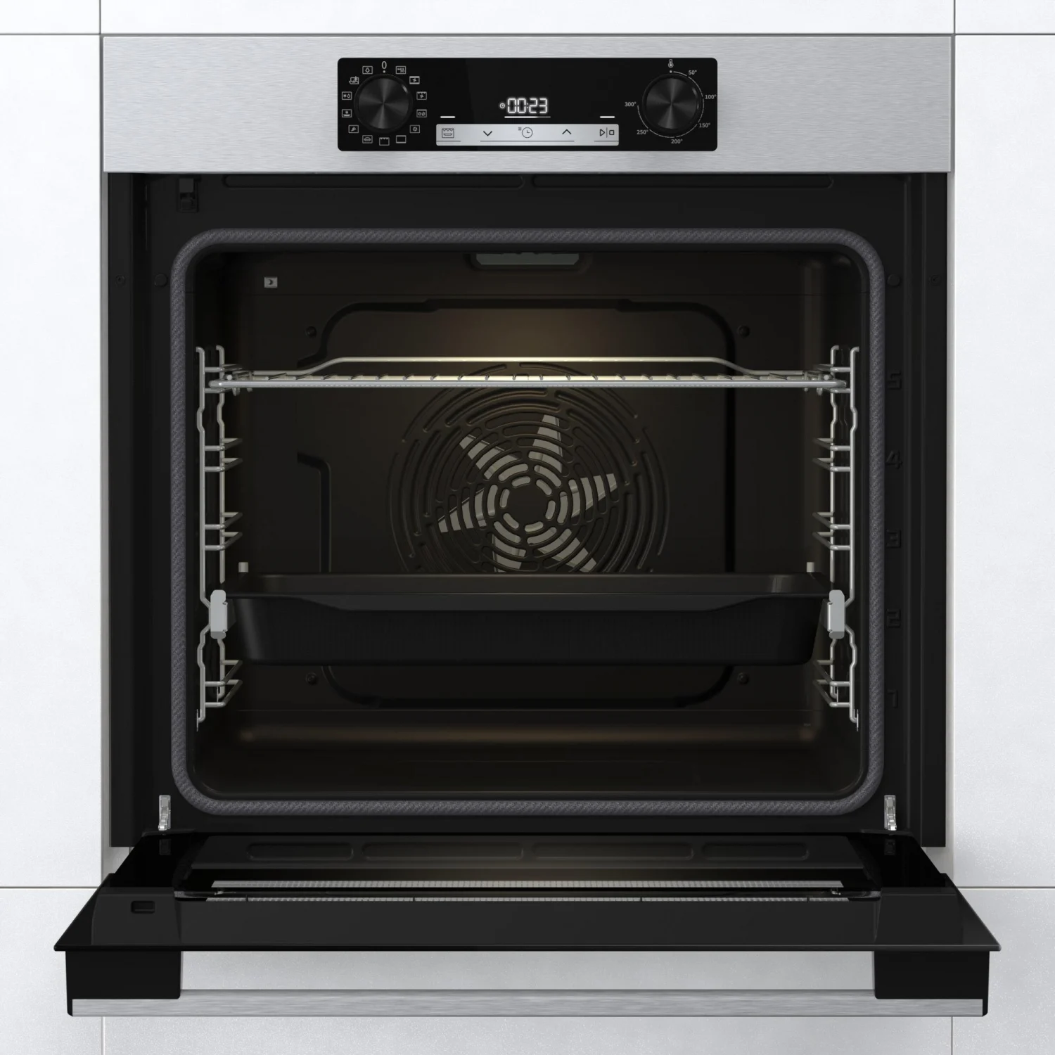 Hisense BI64213E14PX Multifunktionsbackofen, 3,5 kW, 77 l, Klapptür, 4 Kochfunktionen, Energieeffizienzklasse A+ – Edelstahl
