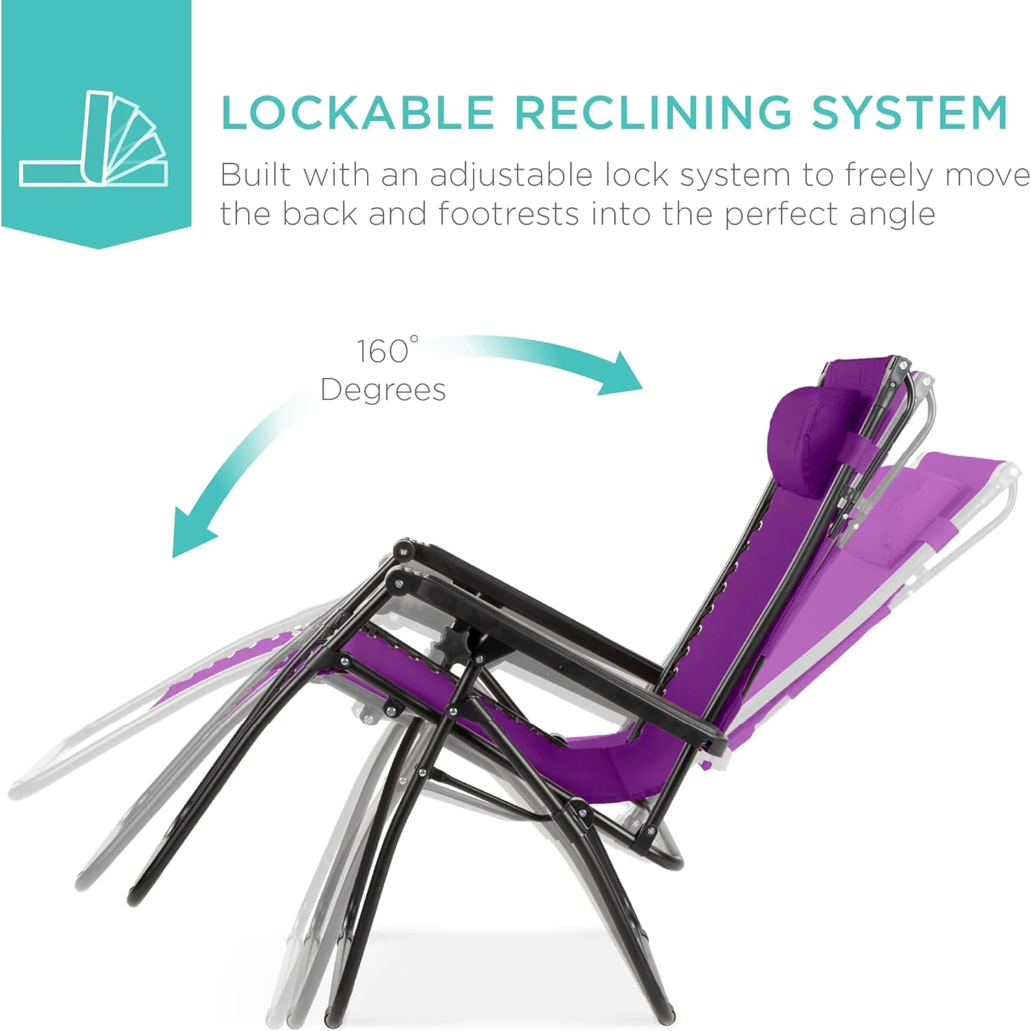 Bedste valg – Zero Gravity-lænestol til terrassen. Justerbar og foldbar udendørsstol med baldakin, nakkepude og sidebakke. Textilene – Påfugleblå