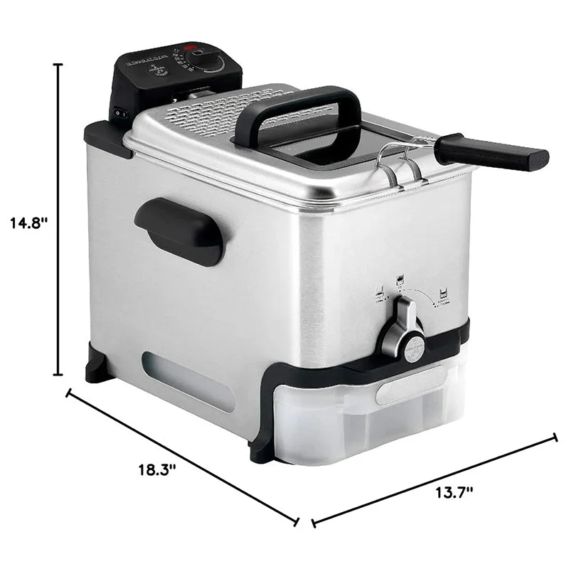 3.5L Stainless Steel Deep Fryer with Basket 1700W Oil Filtration Temp Control