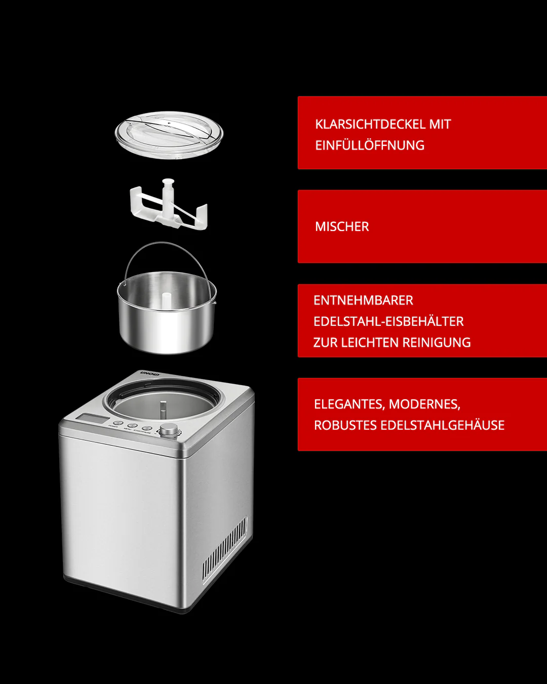 Eiswürfelbereiter 2025 Professional – 2,5 l Fassungsvermögen. Schnelle und cremige Eiswürfel für den professionellen und privaten Gebrauch.