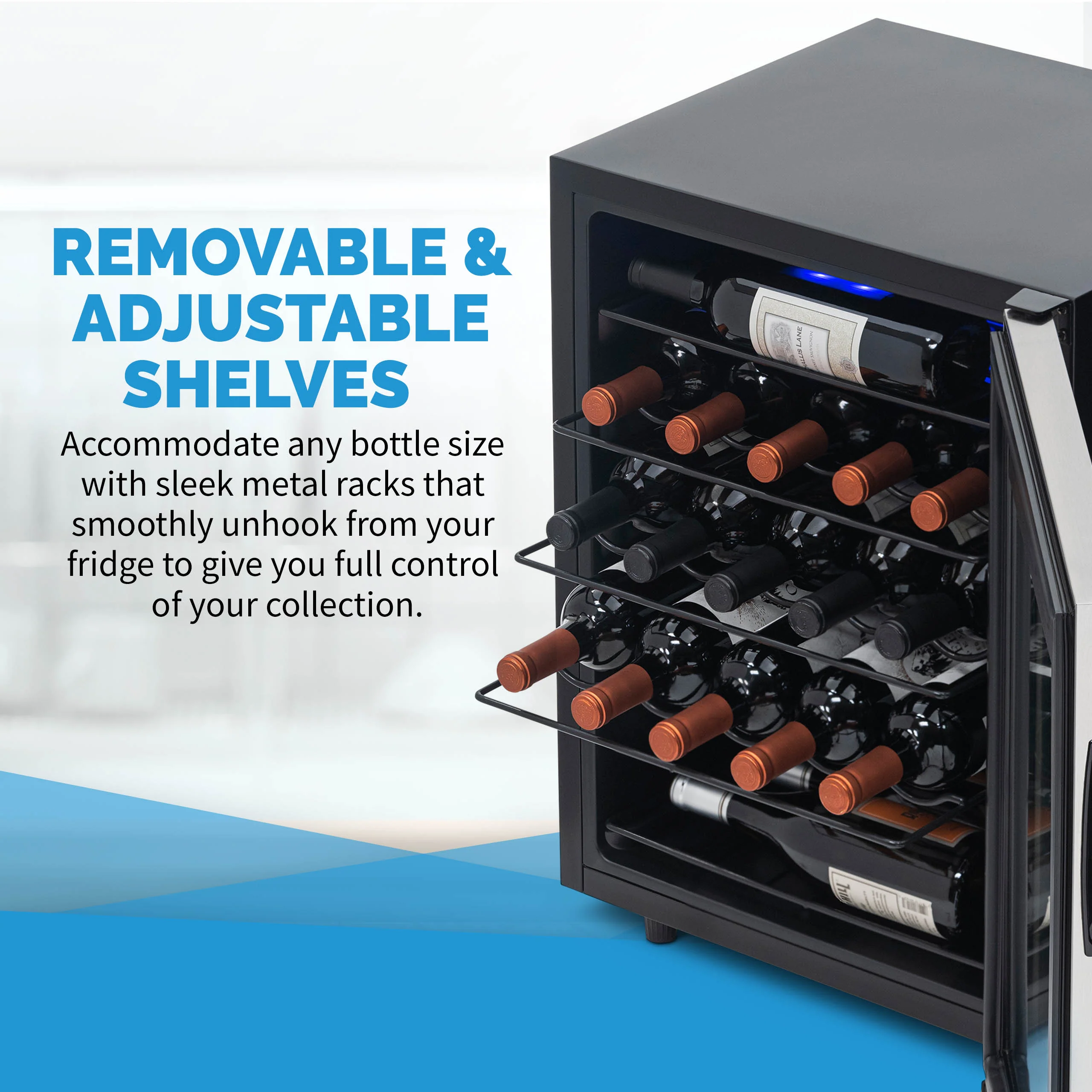 2025 Newair® Fritstående vinkøleskab i rustfrit stål – 23 flasker – 18,9