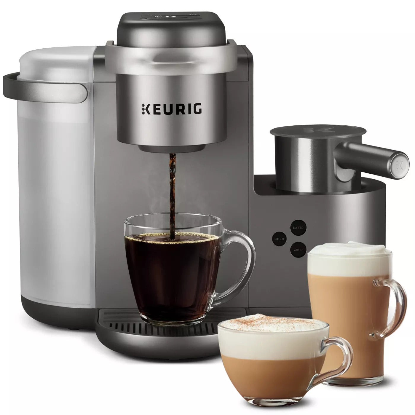 Keurig K-Cafe Special Edition kaffemaskine til én kop til kaffe, latte og cappuccino – nikkel