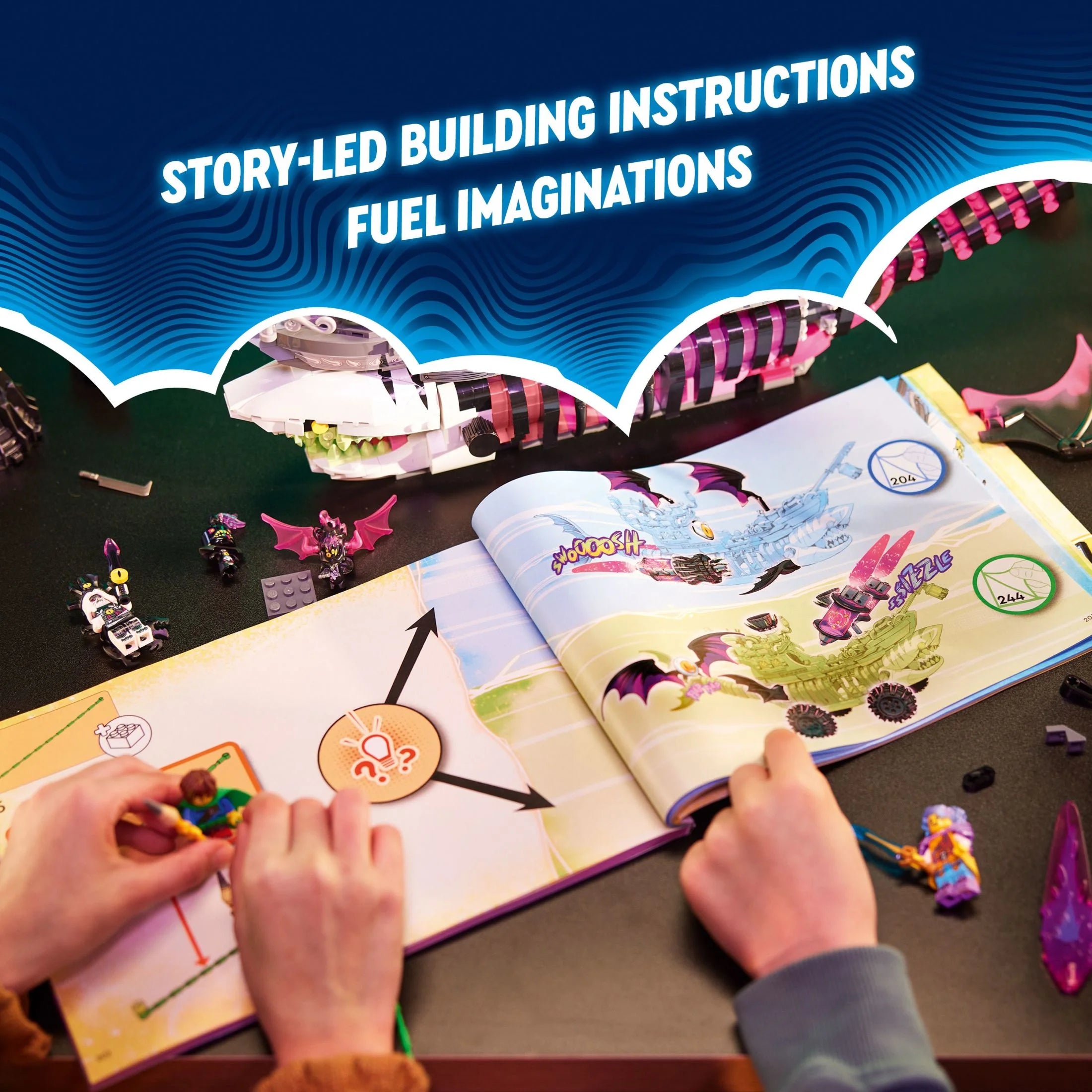 LEGO DREAMZzz Nightmare Shark Ship 71469, Construisez l'ensemble de jouets comme un bateau pirate volant ou un monster truck, comprend 4 figurines, jouet requin, cadeau pour les enfants et les préadolescents de 10 ans et plus