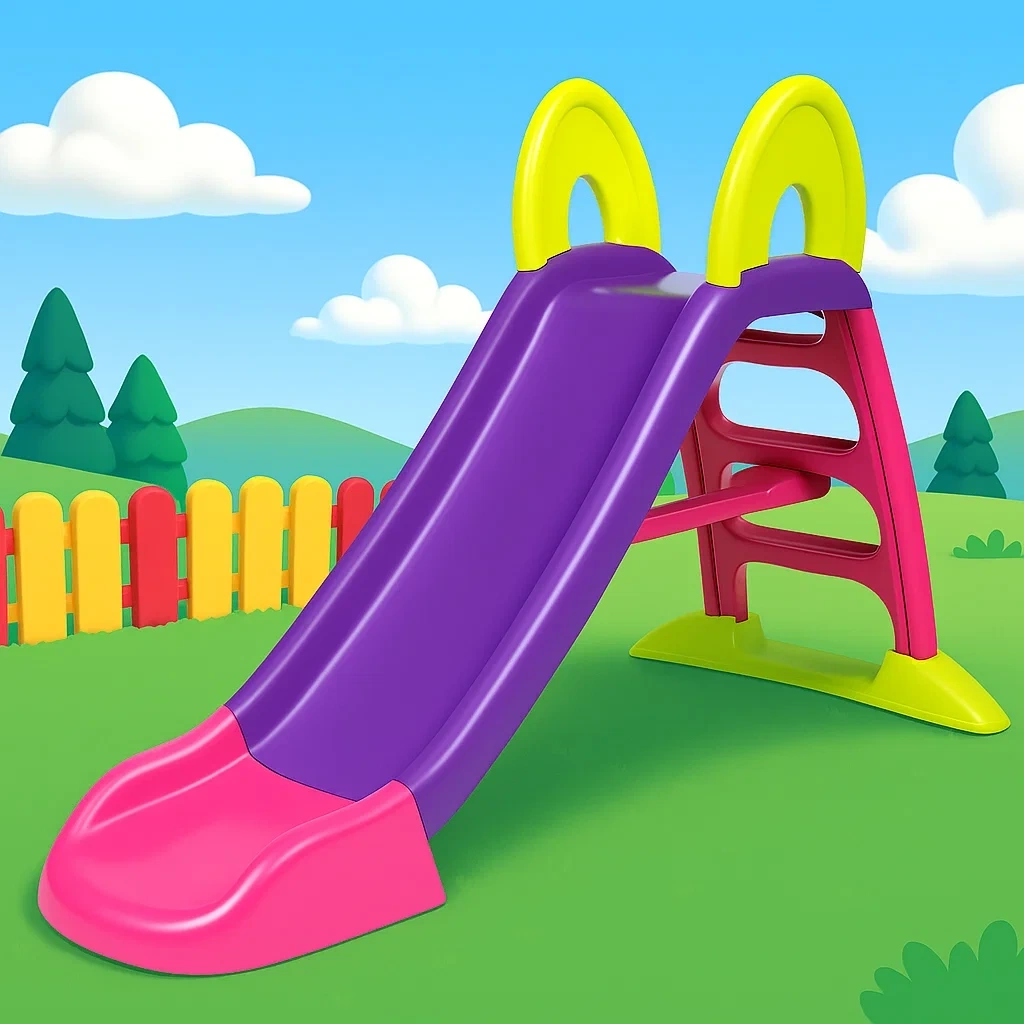 Toboggan 170x80x110 cm violet et rose, 2 à 6 ans, pliable - oqLxIXrW71dz