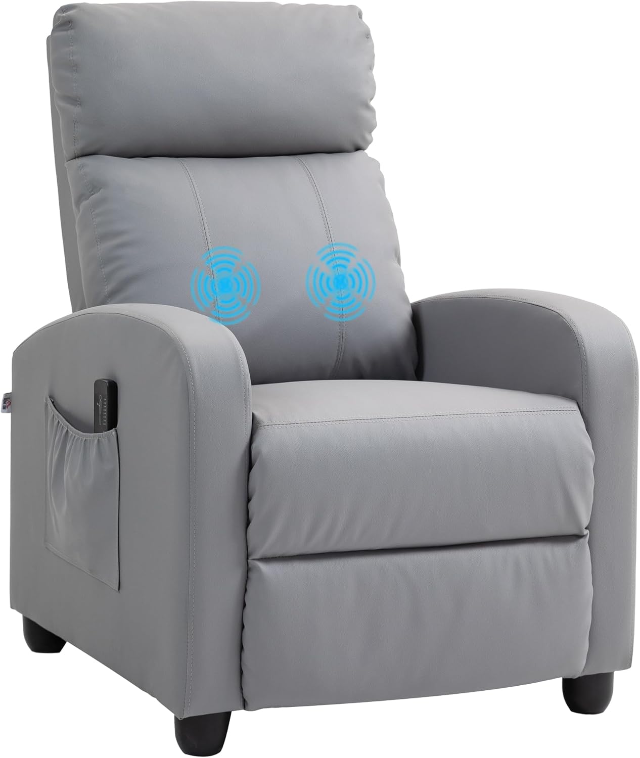 HOMCOM Massagestol, Hvilestol med Fjernbetjening, 2 Massagezoner, 8 Programmer, 5 Intensitetsniveauer, 1 Sidelomme og Timer, PU Betræk, 68x88x98 cm, Creme