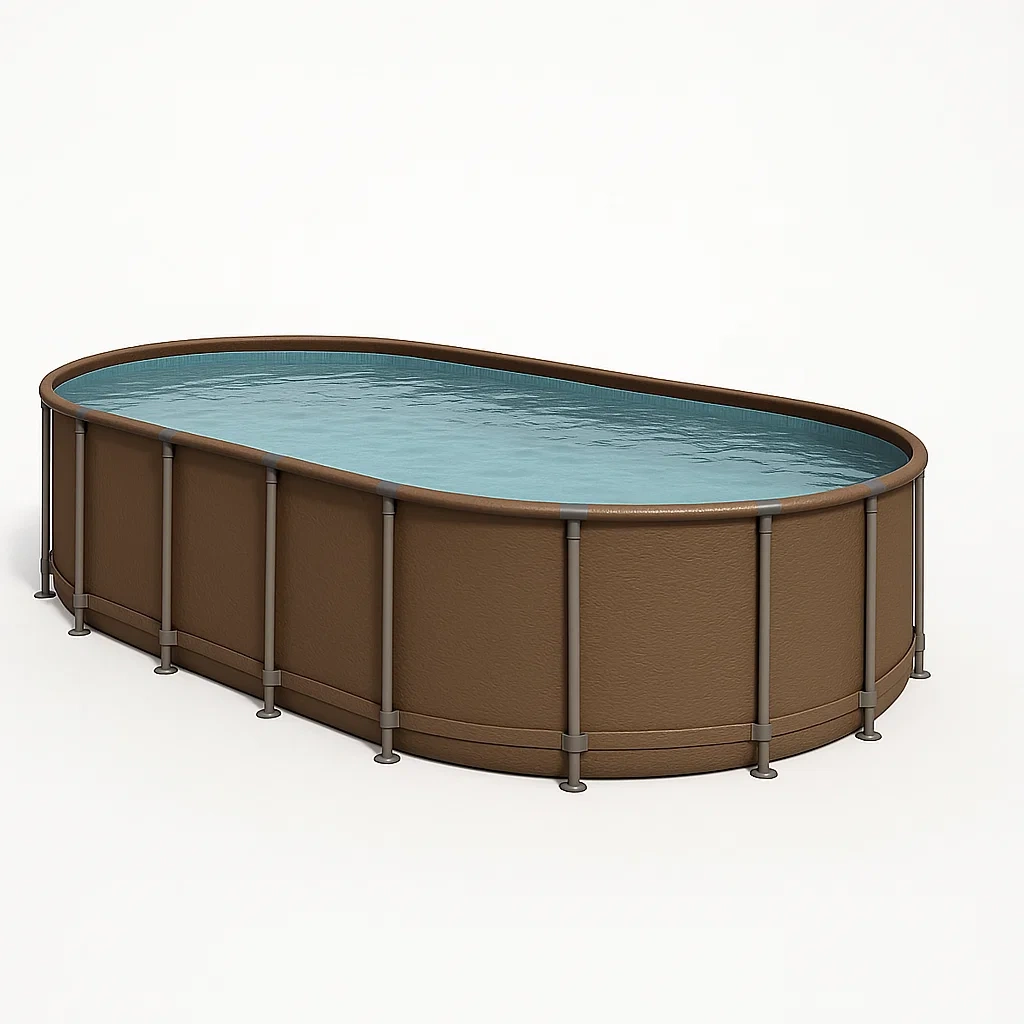 Piscine tubulaire ovale 472 x 286 x 104 cm, coloris marron/bleu, idéale pour adultes iunZbca152jF