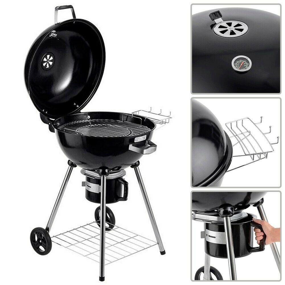 22" bærbar kulgrill i tekandestil til grill, camping, have og udendørs madlavning