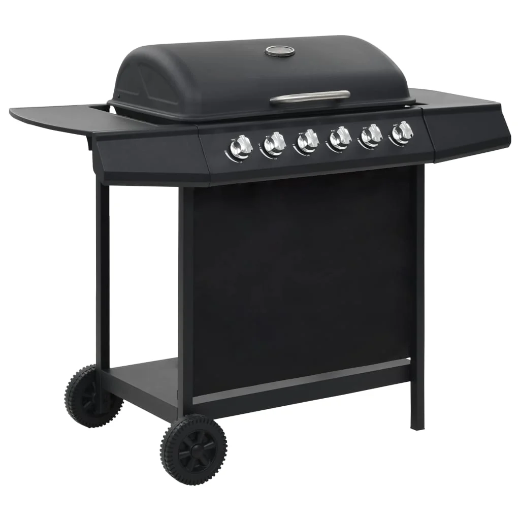 Barbecue à gaz portable 2025 avec 6 zones de cuisson, acier noir V3794
