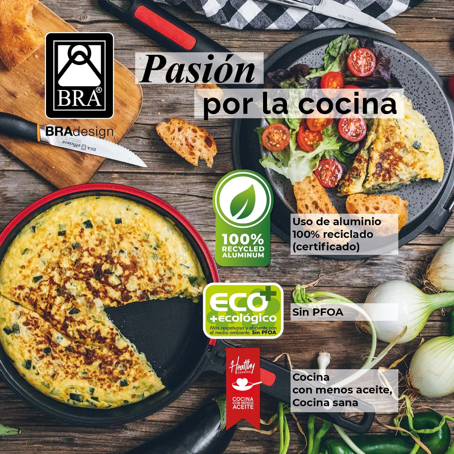 BRA Premiere 9-teiliges Antihaft-Kochgeschirr-Set aus Aluminiumguss, inklusive abnehmbarer Griffe, PFOA-frei, geeignet für alle Herdarten und Backöfen