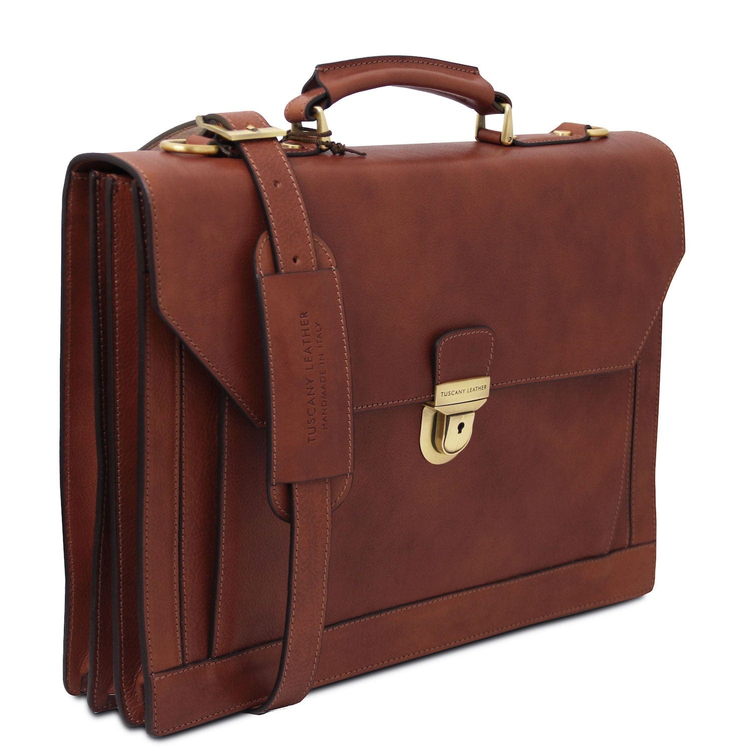 Cremona - 3 compartment matte leather briefcase | TL142448