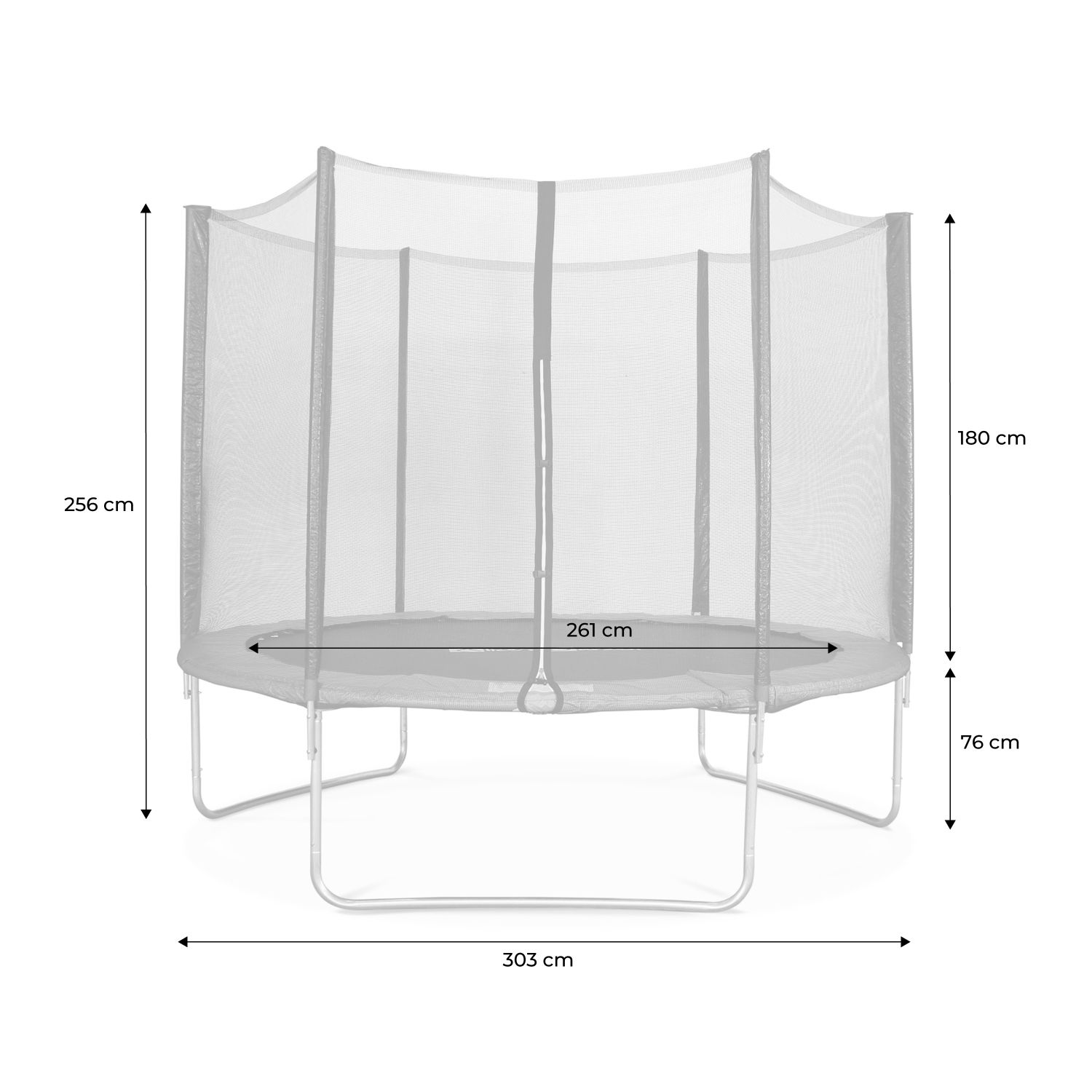 305 cm Trampolin mit Sicherheitsnetz, Grau