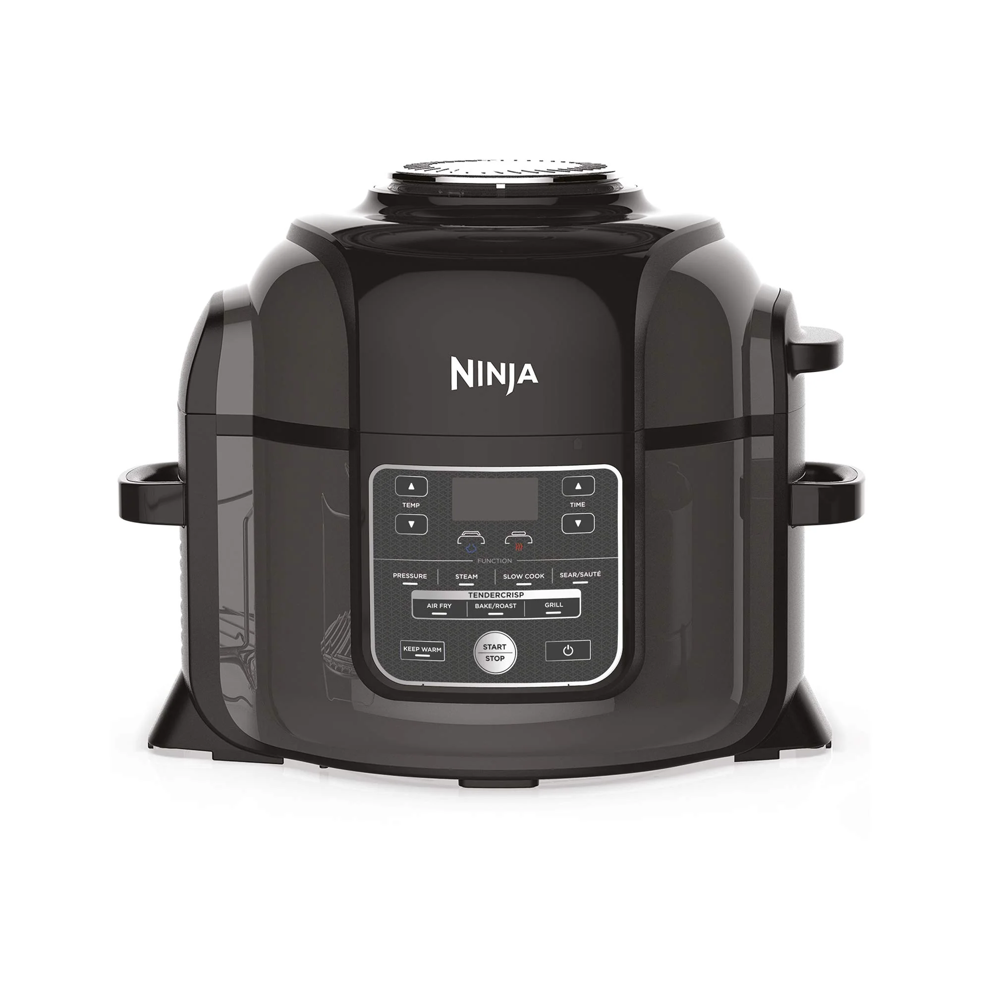 2025 Ninja Foodi multifunktionskomfur [OP300UK]. 7 i 1. 6 l. Hurtig elektrisk trykkoger og airfryer. Grå og sort