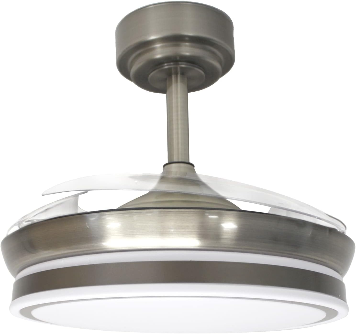 Wonderlamp – Mini ventilateur de plafond LED Pearl avec pales rétractables, moteur CC silencieux, 3 températures de couleur réglables, 46 W, blanc