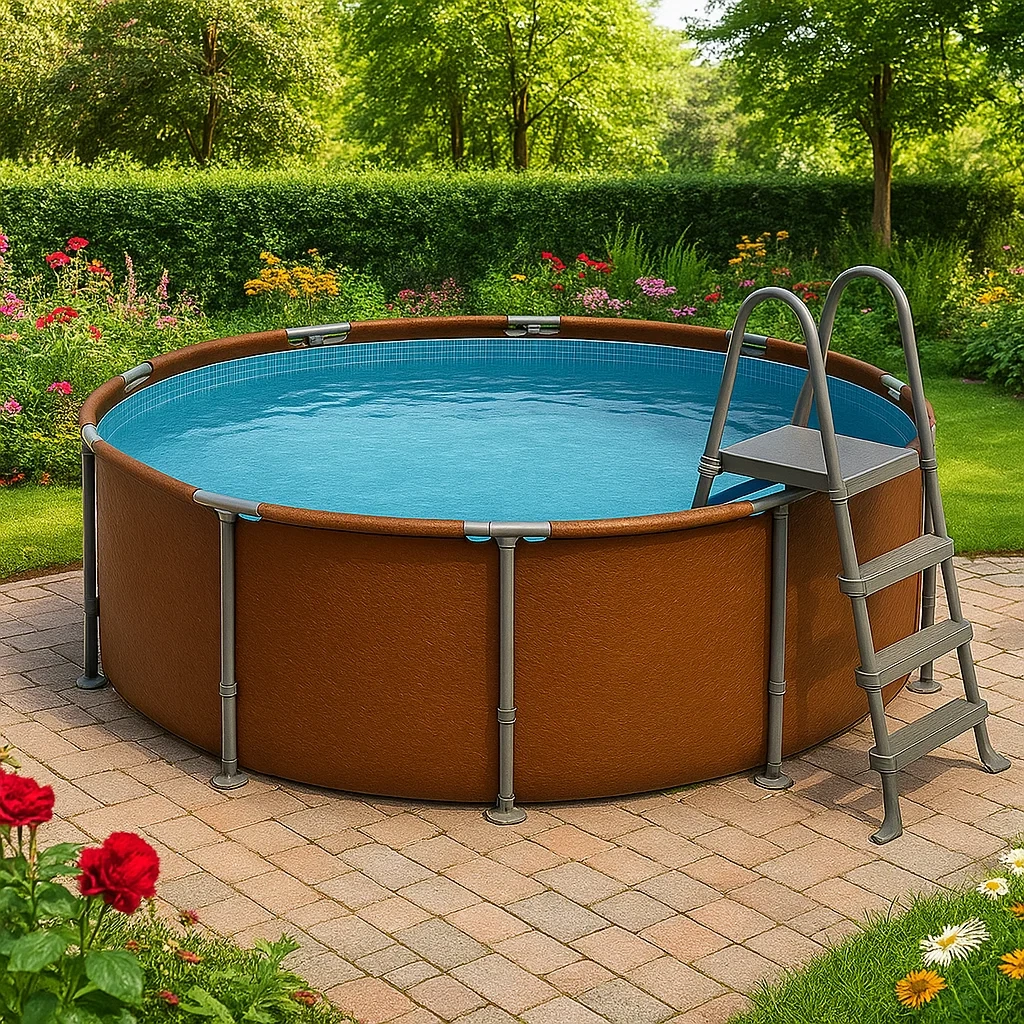 Piscine tubulaire ronde amovible en acier 448 x 105 cm marron/gris avec filtre et échelle ztJWDSn287Sm