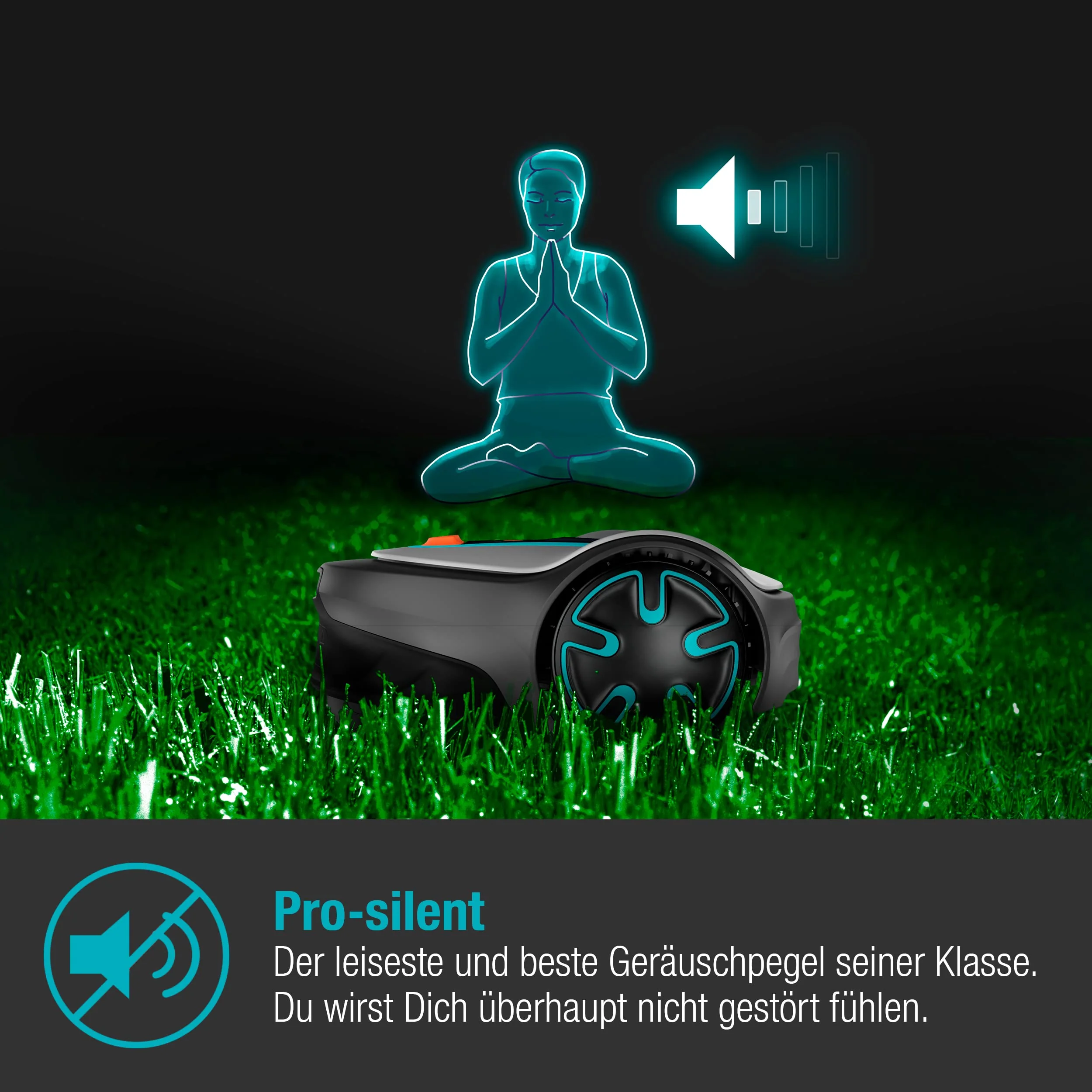Gardena SILENO Mähroboter (ab 2025), Mindestgröße 350 m²: Intelligenter Rasenmäher mit optimaler Konnektivität. Programmierbar über die Gardena Bluetooth-App (15208-47).